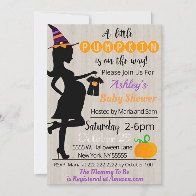 Halloween Baby Shower Party-inbjudan Inbjudningar (Framsida)