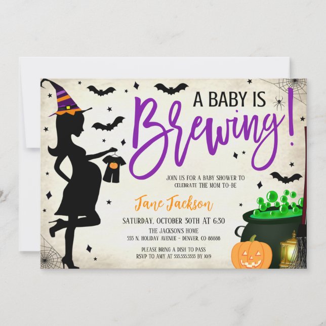 Halloween Baby Shower Party Invitation Inbjudningar (Framsida)