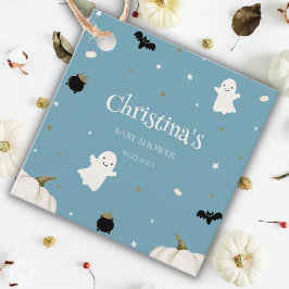 Halloween Baby Shower Pastel Blue Gåvor Etiketter