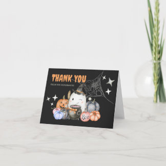 Halloween Baby Shower Pumpkin Little Boo Foldad Tack Kort