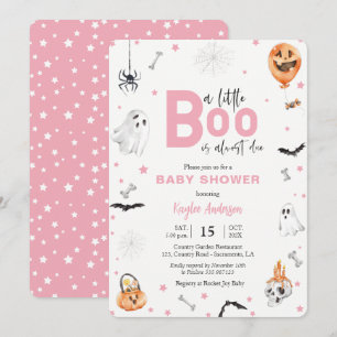 Halloween Baby Shower Rosa-spökinbjudan Inbjudningar