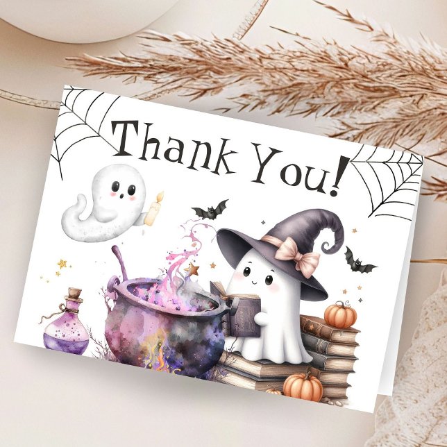 Halloween Baby Shower-Rosan Viktat tackkort (Skapare uppladdad)