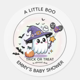 Halloween Baby Shower Rund Klistermärke – En Liten