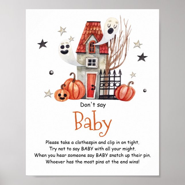 Halloween Baby Shower Säg inte att Baby skriver un Poster (Framsidan)