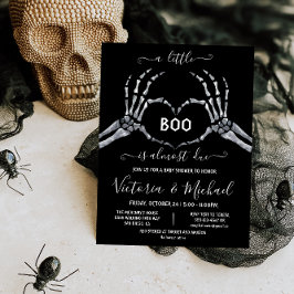 Halloween Baby Shower Skeleton eart Little Boo in Inbjudningar
