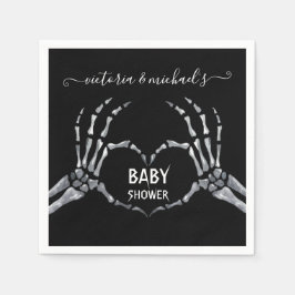 Halloween Baby Shower Skeleton Händer Heart Pappersservett
