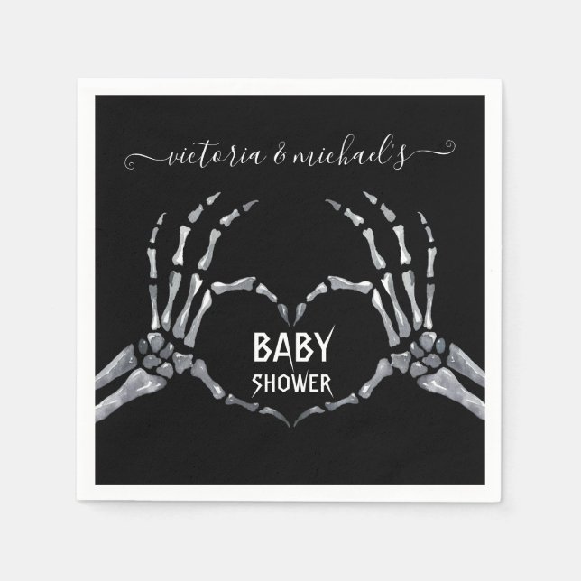 Halloween Baby Shower Skeleton Händer Heart Pappersservett (Framsidan)