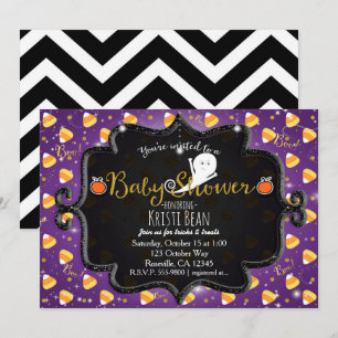 HALLOWEEN BABY SHOWER Söta Majs Spöke Inbjudan