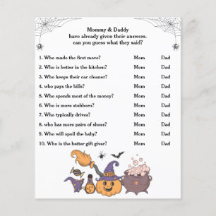 Halloween Baby Shower-spel Gissa vem som är mamma 