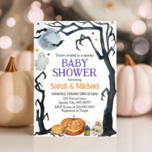 Halloween Baby Shower Spooky Cute Watercolor Inbjudningar