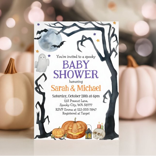 Halloween Baby Shower Spooky Cute Watercolor Inbjudningar (Skapare uppladdad)