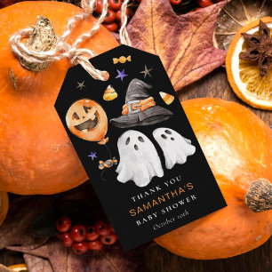 Halloween Baby Shower Tack Black Presentetikett