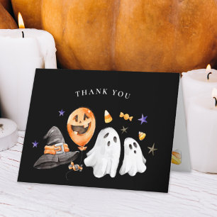 Halloween Baby Shower Tack för ditt kort, svart Kort