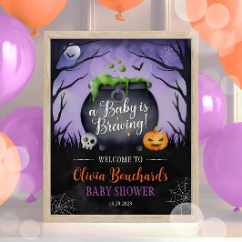 Halloween Baby Shower Välkomstskylten Baby brinner Poster