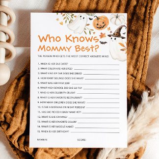 Halloween Baby Shower Vem Känner Mamma Bäst Kort