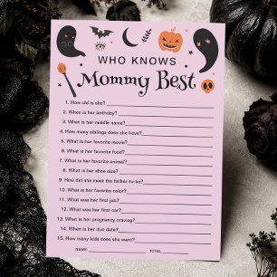 Halloween Baby Shower Vem Känner Mamma Bäst Spel Inbjudningar