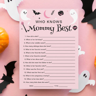 Halloween Baby Shower Vem Känner Mom Best Game Car Inbjudningar