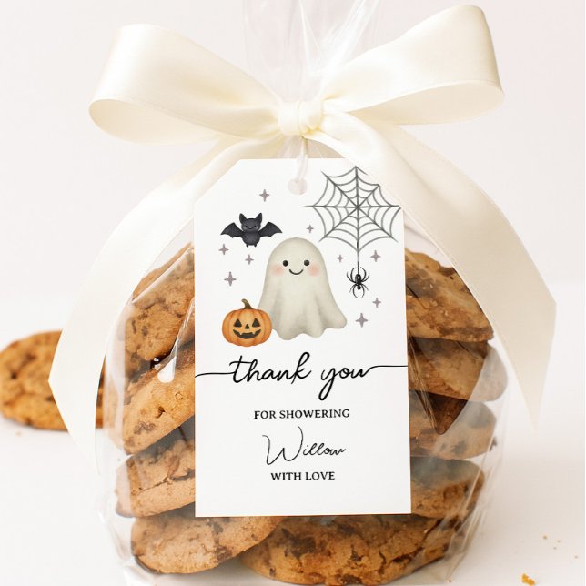 Halloween Baby Shower Vikta Tackkort Presentetikett (Skapare uppladdad)