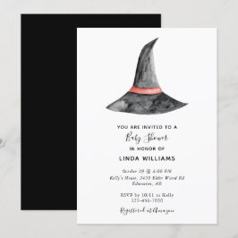 Halloween Baby Shower Watercolor Witch's Hat Cute Inbjudningar