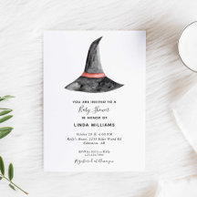 Halloween Baby Shower Watercolor Witch's Hat Cute