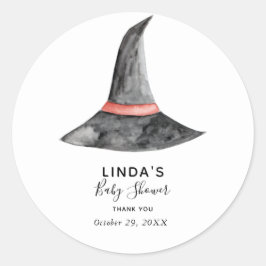 Halloween Baby Shower Witch har en enkel Elegant Runt Klistermärke