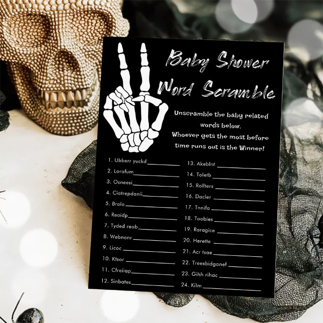 Halloween Baby Shower Word Scramble Spelkort Inbjudningar (Skapare uppladdad)