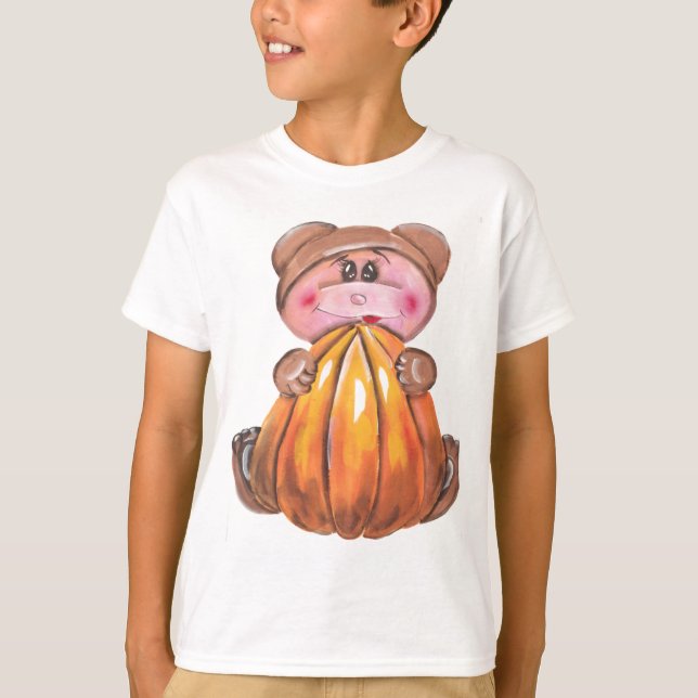 Halloween babybjörn med pumpa tee (Framsida)