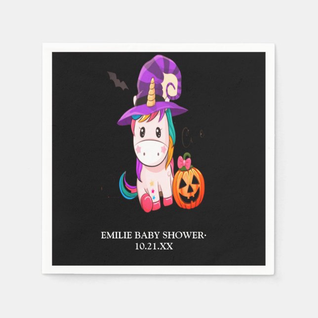 Halloween-babydusch för unicorn pappersservett (Framsidan)