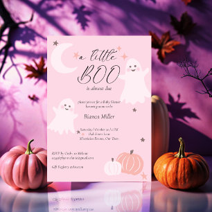 Halloween babydusch mjuk rosa, sött spöke inbjudningar