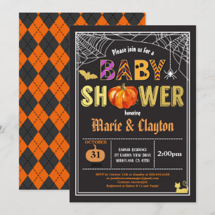 Halloween-babydusch svart och guld inbjudningar