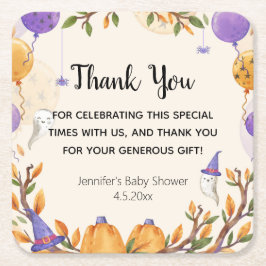 halloween-babydusch tack. underlägg papper kvadrat