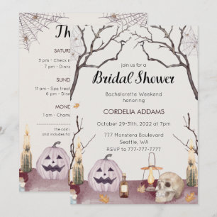 Halloween Bachelorette Helg Deets-inbjudan Inbjudningar