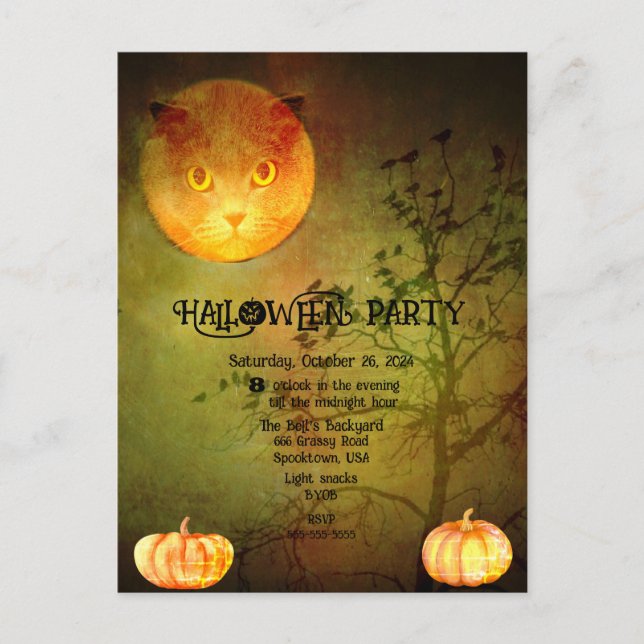 HALLOWEEN BACKYARD PARTY MEDDELANDE VYKORT (Framsida)