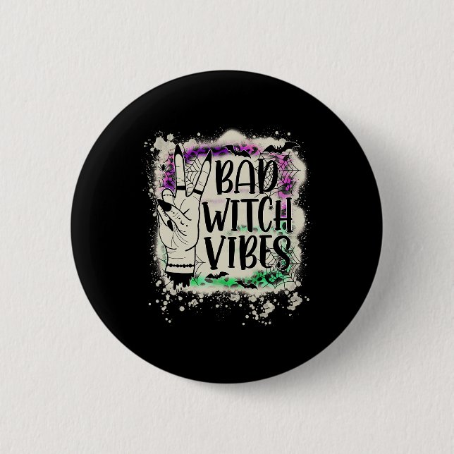 Halloween Bad Witch Vibes Peace Hand Sign Hallowee Knapp (Framsida)