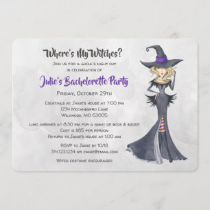 Halloween Bad Witches Bachelorette Party Inbjudningar