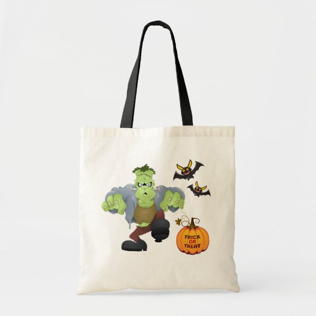 Halloween Bag-Frankenstein Tote Bag Tygkasse (Framsidan)