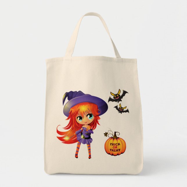 Halloween Bag-Girl Witch Tygkasse (Framsidan)