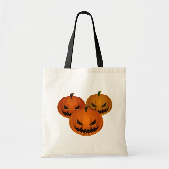 Halloween Bag-Scary Pumpkins Tote Bag Tygkasse (Framsidan)
