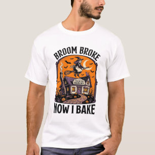 Halloween bagare skjorta häxa kvast bruten Design_ T Shirt
