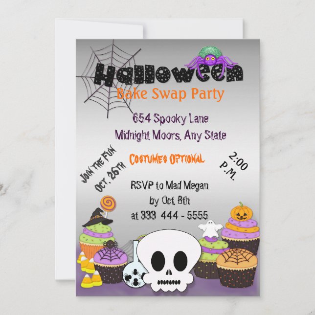 Halloween Bake Swap Party-inbjudan Inbjudningar (Framsida)