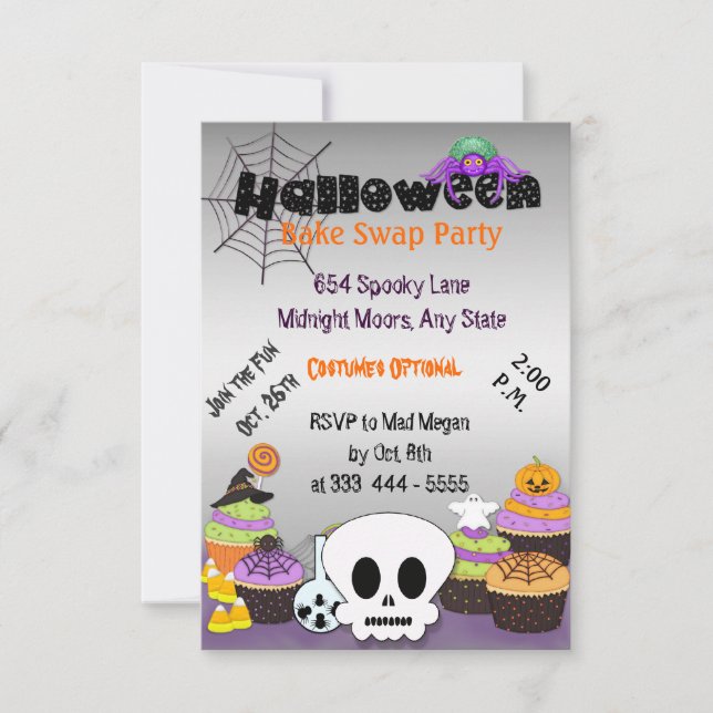 Halloween Bake Swap Party-inbjudan Inbjudningar (Framsida)