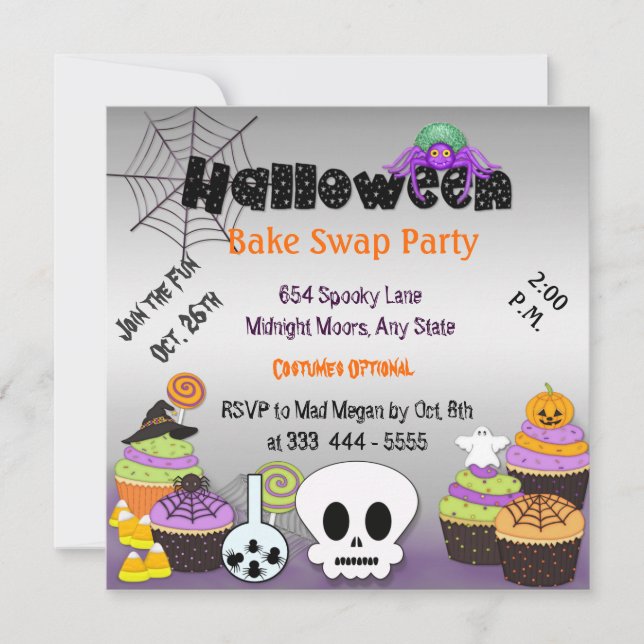 Halloween Bake Swap Party-inbjudan Inbjudningar (Framsida)