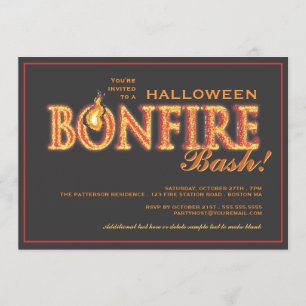 Halloween-bål Bash på brandfesten inbjudan