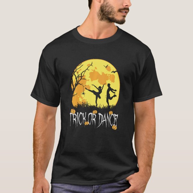 Halloween Ballet Ballerina Dancer Dancing Silhouet T Shirt (Framsida)