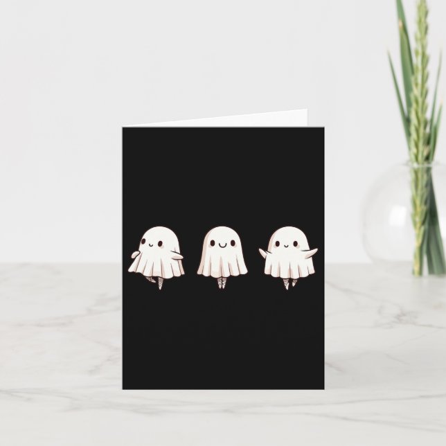 Halloween Ballet Ghost Ballet Dancer Spooky Dance Kort (Framsida)