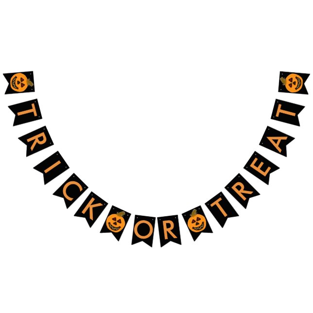 Halloween-banner med 'Trick or Treat' och pumpafan Vimplar (Alla)