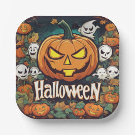 Halloween-Banner mit Kürbissen und Geistern - 