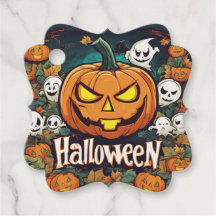 Halloween-Banner mit Kürbissen und Geistern -