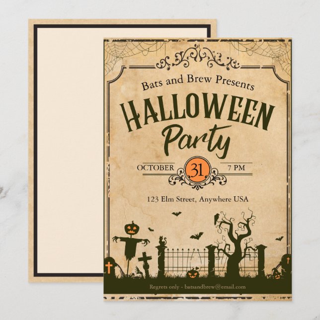 Halloween Bara ett litet tal Party Inbjudningar (Fram/baksida)