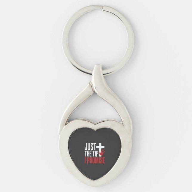 Halloween Bara Tippen Blodig Kors Twisted Heart Silverfärgad Nyckelring (Framsidan)